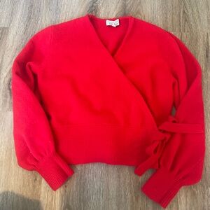 & Other Stories Ruby Red Wrap Cardigan Sweater